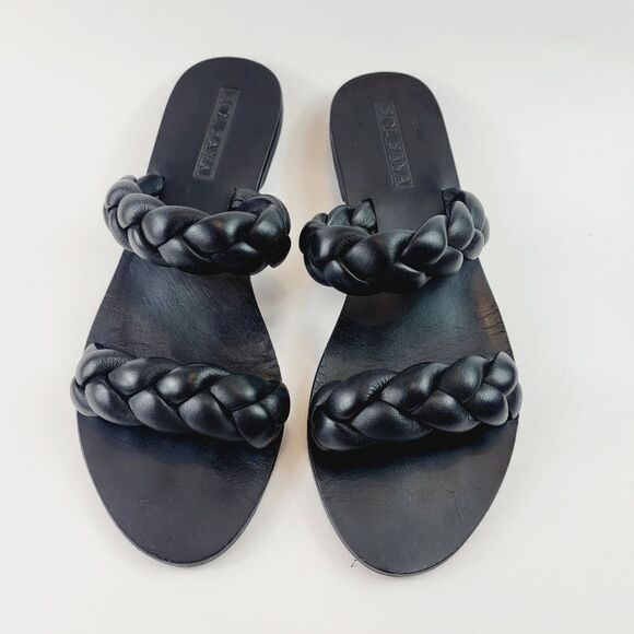 Sol Sana Vera Braided Leather Double Strap Sandal Slide EU Size 39 US Size 8 BN2 - Picture 4 of 8